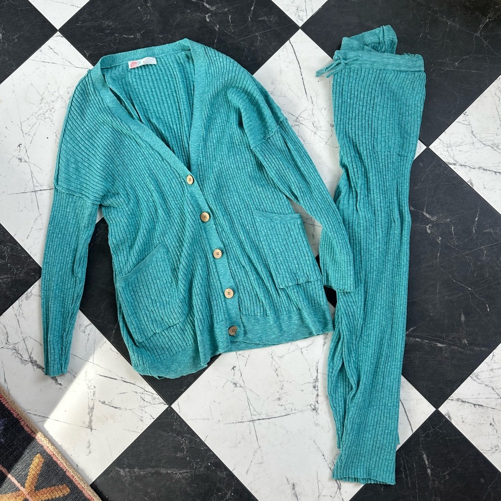 Free People Teal Sweater Set